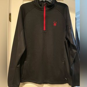 Spyder Black zip up pullover with red trim Mens XL like new
